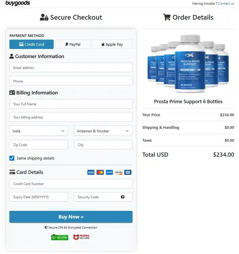 ProstaPrime Support ProstaPrime Support Order Page
